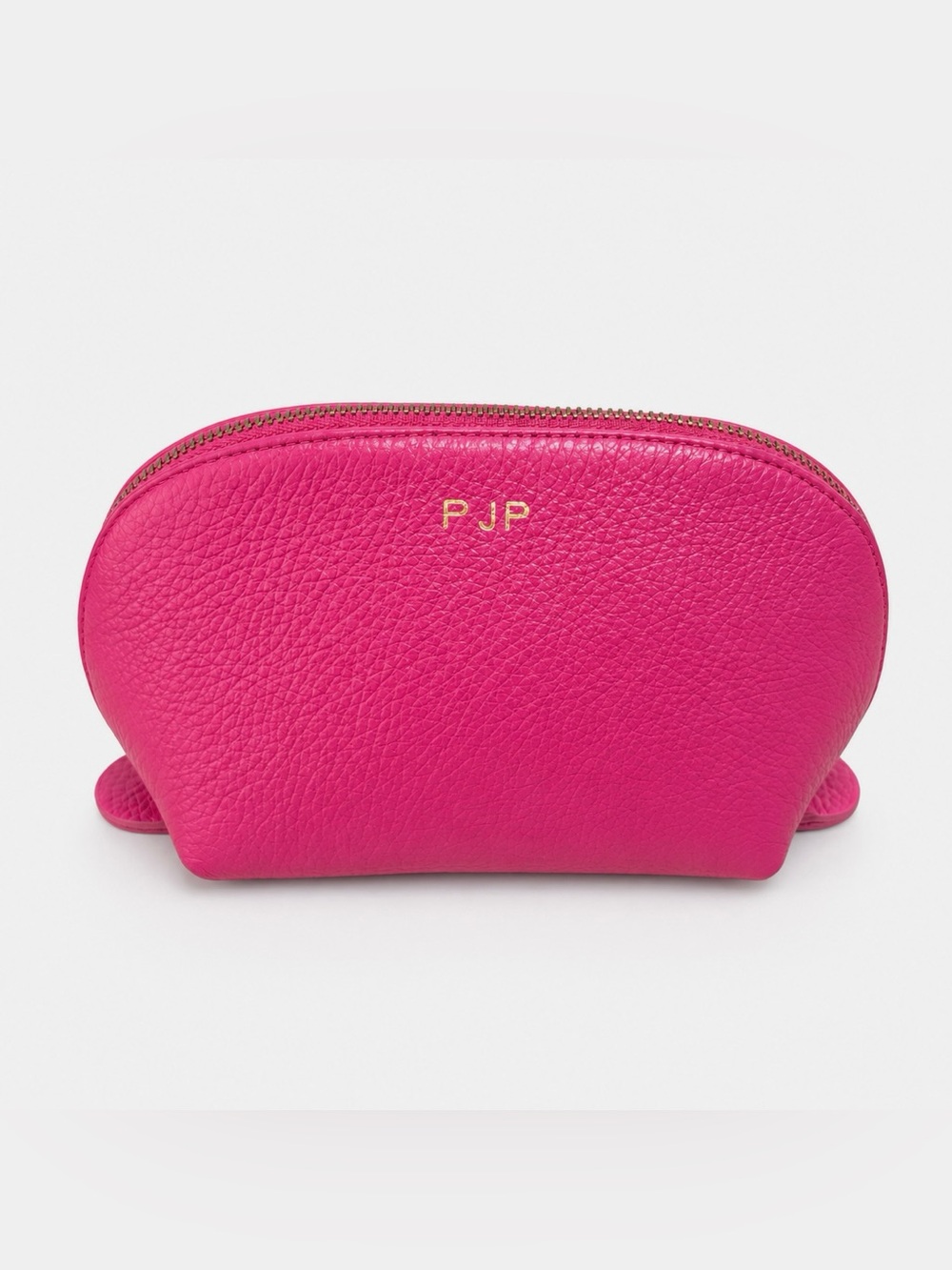 Cuyana Pink Pebbled Leather Cosmetic Makeup Bag Pouch Monogrammed PJP